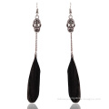 Skull Charm Feather Earrings Long Chain Designer Earrings